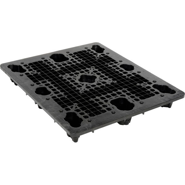 Global Industrial 236642 Nestable Double Deck Plastic 4-Way Pallet, Black- 48 x 40 in. - 2750 lbs