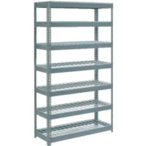 Heavy Duty Wire Deck Shelving Starter - Gray - 48 x 18 x 96 in. - Boltless Design