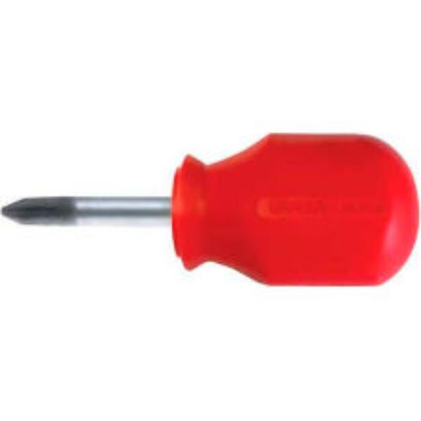 Stubby Phillips Screwdriver - Red - 3.406 in. - Ergonomic Design