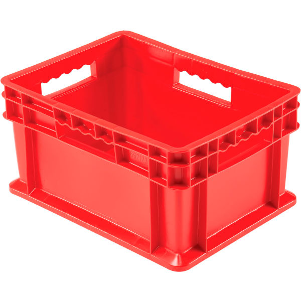 Picture of Global Industrial 662123RD Solid Straight Wall Container&#44; Red - 15.75 x 11.75 x 8.25 in.