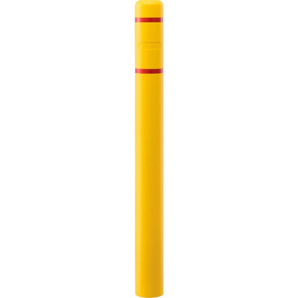 Picture of Global Industrial 708406YR Bollard Post Sleeve Yellow with Red Tape HDPE - 4 x 52 in.