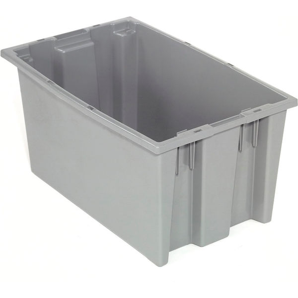 Picture of Global Industrial 5248227 No Lid Plastic Stack & Nest Storage Container&#44; Gray - 19.5 x 13.5 x 8 in.