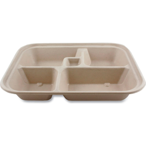 Picture of United Stationers Supply B3181426 World Centric Fiber Bento Box Container&#44; Natural - 12 x 9.5 x 2 in.- 300 per Case