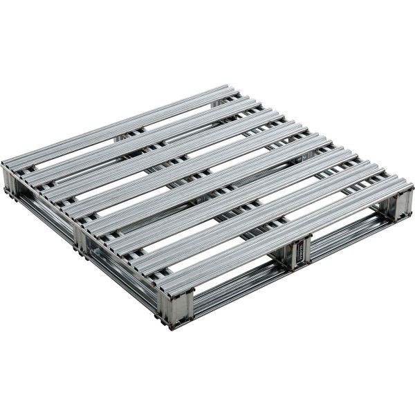 Global Industrial 298531 Stackable Open Deck Galvanized Steel 2-Way Pallet, Gray - 36 x 36 in. - 8000 lbs