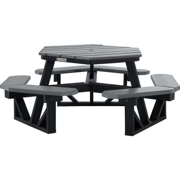 Picture of Global Industrial 271671GY 46 in. Hexagon Recycled Plastic Picnic Table&#44; Gray