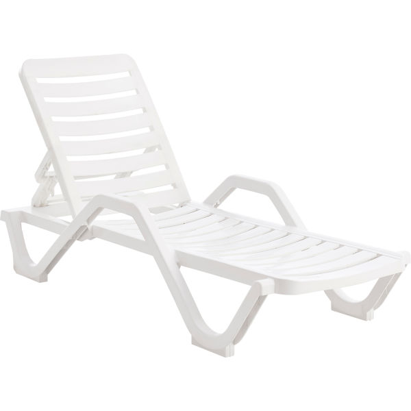 Adjustable Resin Chaise Lounge Chair - White - Fully Assembled - UV-Resistant
