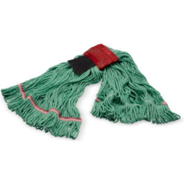B3127971 Looped End Mop with Scrubber & Red Band, Green - Large
