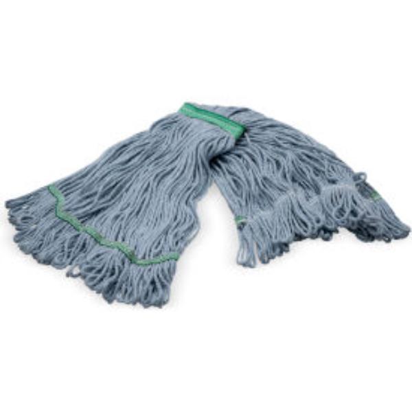 B3127936 4-Ply Looped End Mop with 1 in. Green Band, Blue - Medium