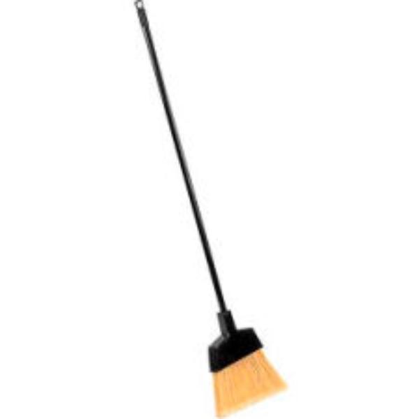 3325200 Flagged Angled 12 in. with 48 in. Plastic Coated Steel Handle Broom, Black - 4065000