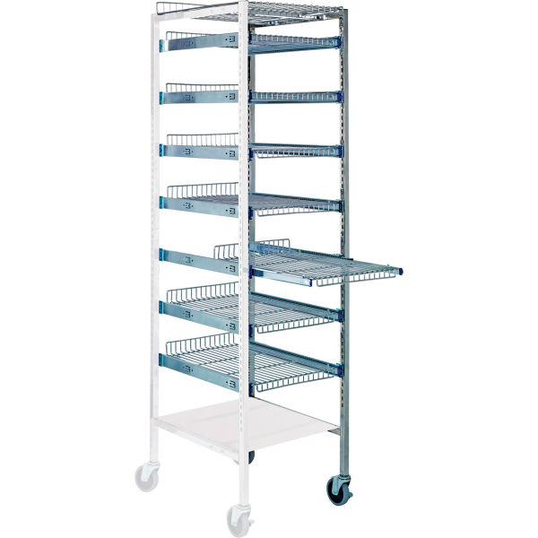 B3149407 Partition Store Double Bay Cart with Wire Baskets, Chrome - 44 x 29.5 x 74.5 in.