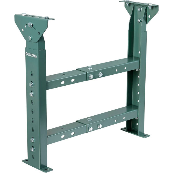 Global Industrial 293184 Adjustable Height & Width 3000 lbs Cap H-Stand Support for Conveyors, Green