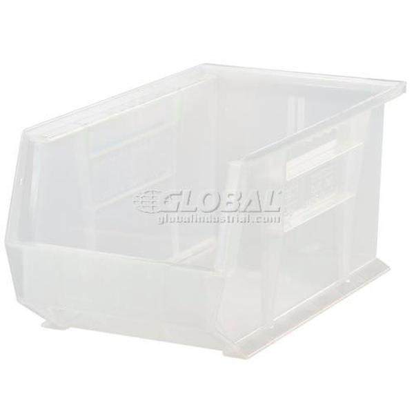 Global Industrial 1269800 Plastic Hang & Stack Bin, Clear - 14.75 x 8.25 x 7 in.