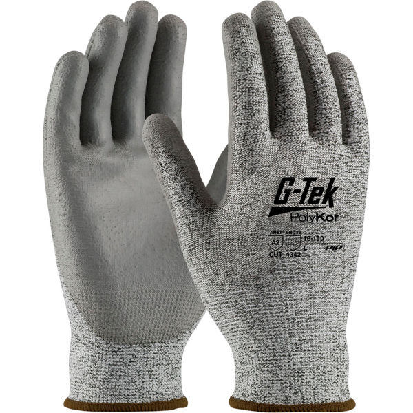 B3113451 G-Tek Poly Kor Seamless Knit Blended Polyurethane Coated Flat Grip Gloves, White - 4XL - 12 Pair