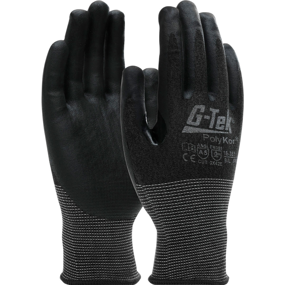 B3146785 G-Tek PolyKor Seamless Knit Blended CR Nitrile Coated ANSI A5 Gloves, Black - Medium - 12 Pair