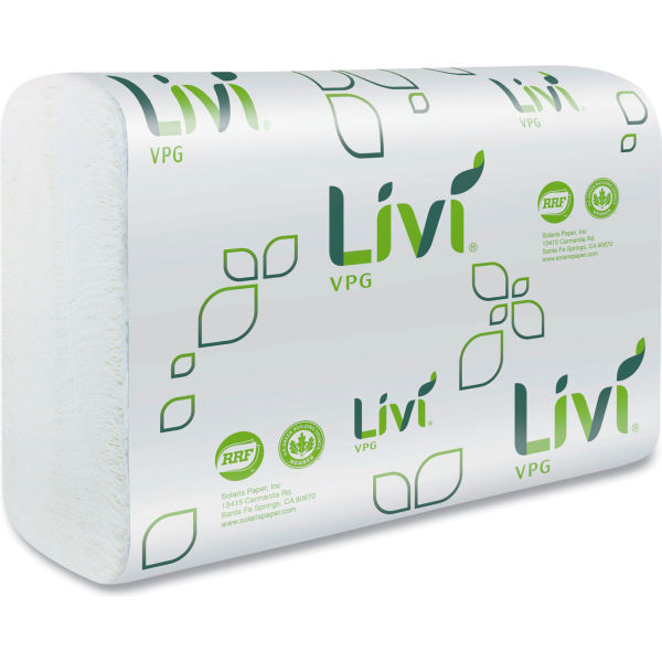 B3183204 Livi VPG Multi-Fold 1-Ply Towel, White - 9.437 x 9.062 in. - 250 Sheets per Pack - 16 Packs per Case