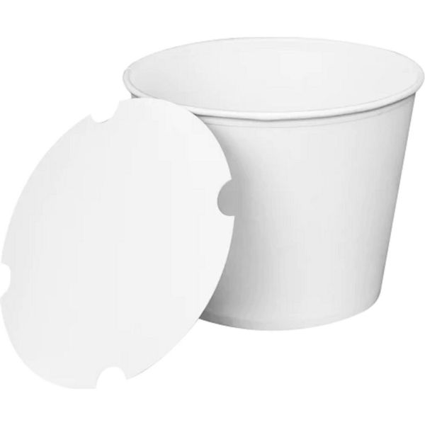 Picture of United Stationers Supply B3180883 Karat Food Bucket with Lid, White - 130 oz Capacity - 8.437 x 6.625 in. - 150 per Case
