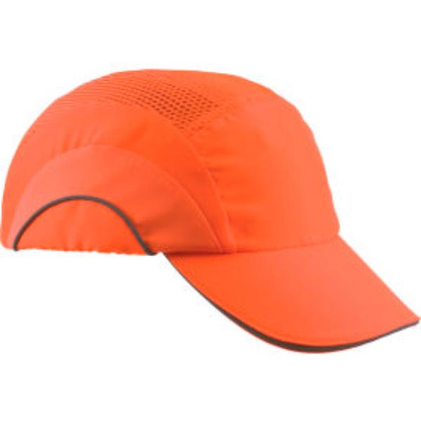 B3113630 Hard A1 Plus Baseball Style Bump HDPE Protective Liner & Adjustable Back High-Visibility Cap, Safety Orange