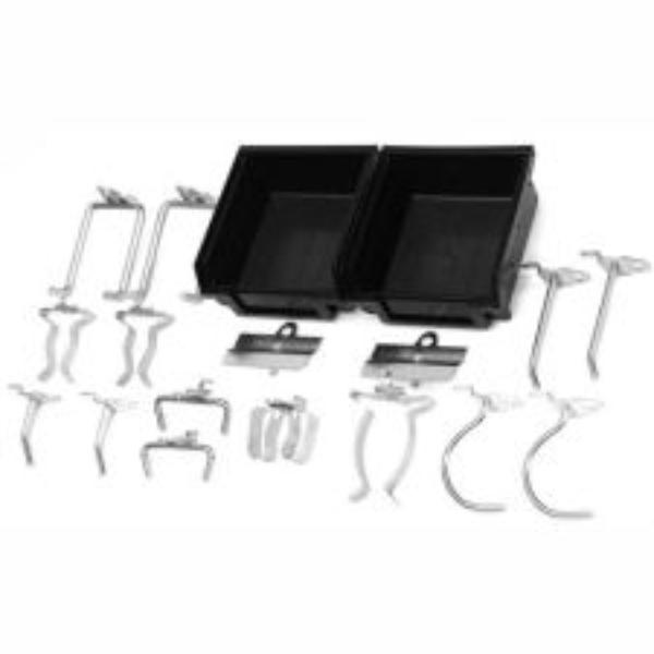 18 pc. Pegboard Hook & Bin Assortment for 1/8 In. and 1/4 In. Pegboard (16 Asst Hooks & 2 Bins)