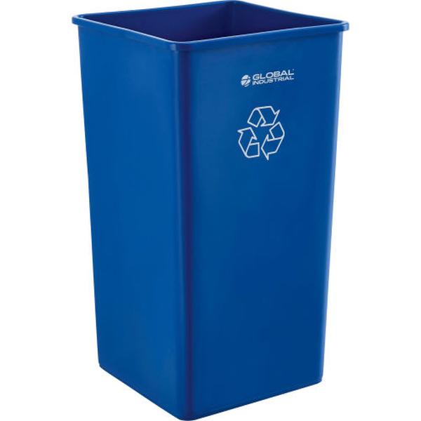 Global Industrial 641440RBL 55 oz Square Recycling Trash Can, Blue