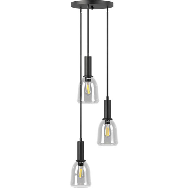 B3167023 Ambiate Talia Trio Linear Pendant Light Fixture, Black - E26 Base - 40W