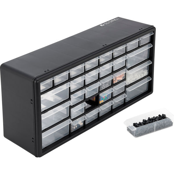 Picture of Global Industrial 288200 Plastic Drawer Parts Cabinet 30 Drawers&#44; Black - 20 x 6.5 x 10 in.