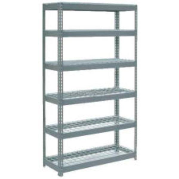 Heavy Duty Boltless Shelving - Gray - 48 x 12 x 84 in. - Wire Decking