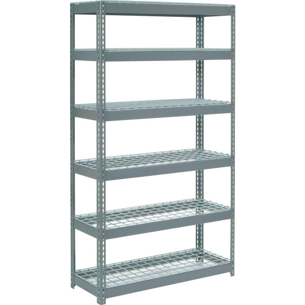 Heavy Duty Wire Deck Shelving - Gray - 48x18x84 in. - 6 Shelves - Boltless Design