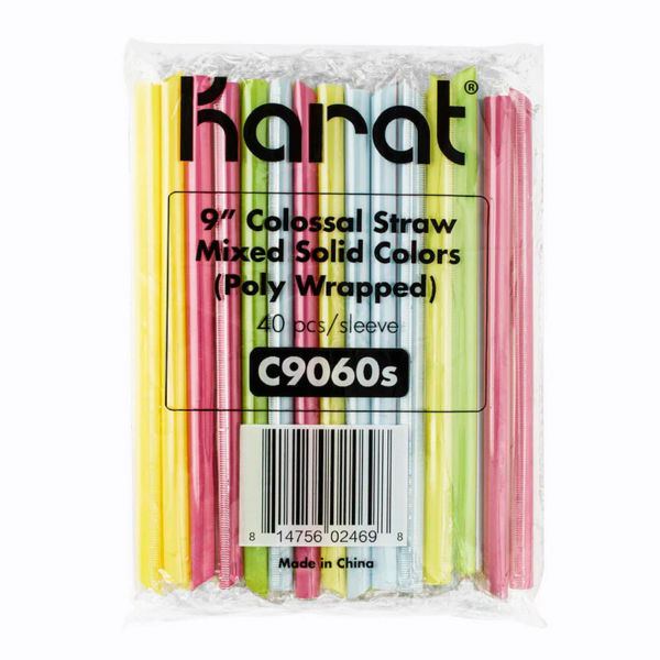 Picture of United Stationers Supply B3181316 Karat Boba Straws, Assorted - 9 in. - 1600 per Case