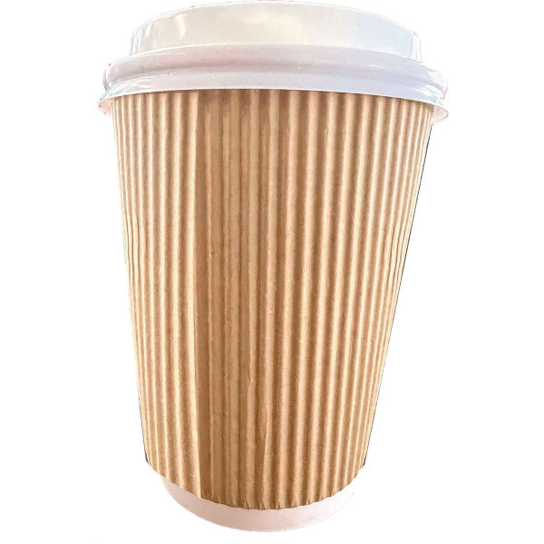 Picture of United Stationers Supply B3181032 Karat Ripple Hot 12 oz Capacity Cups, Kraft & White - 500 per Case