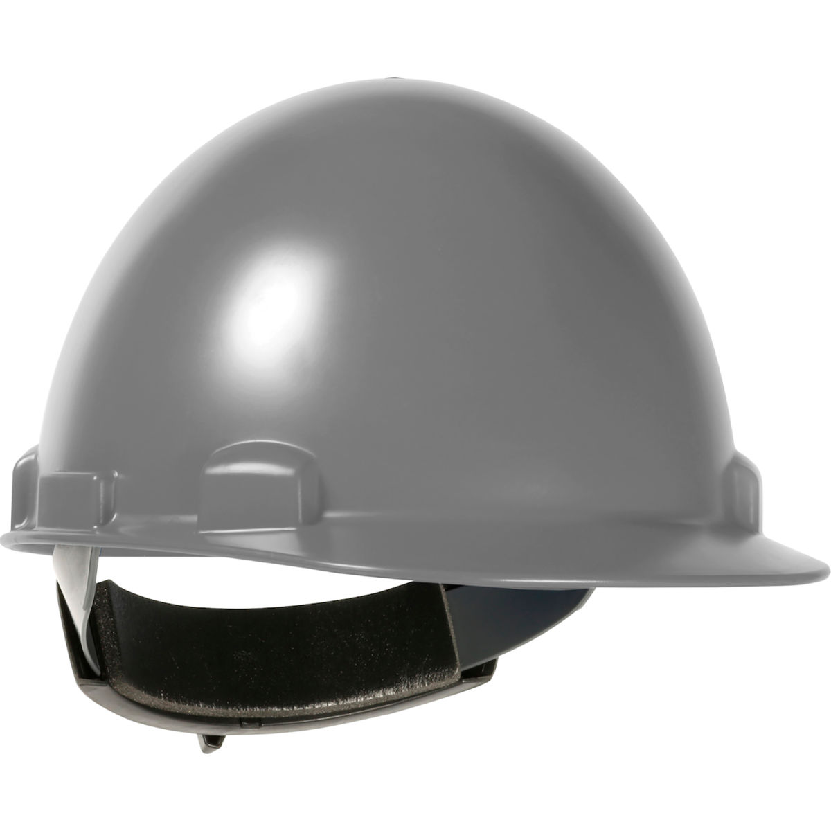 B3113730 Stromboli Cap Style Dome ABS & Polycarbonate Shell 4 Point Nylon Webbing Cradle Hard Hat, Gray