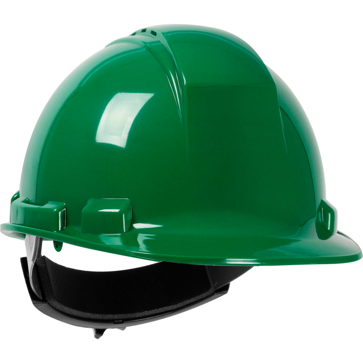 B3113717 Whistler Cap Style HDPE Shell Vented 4 Point Textile Suspension Ratchet Adjustment Hard Hat, Dark Green