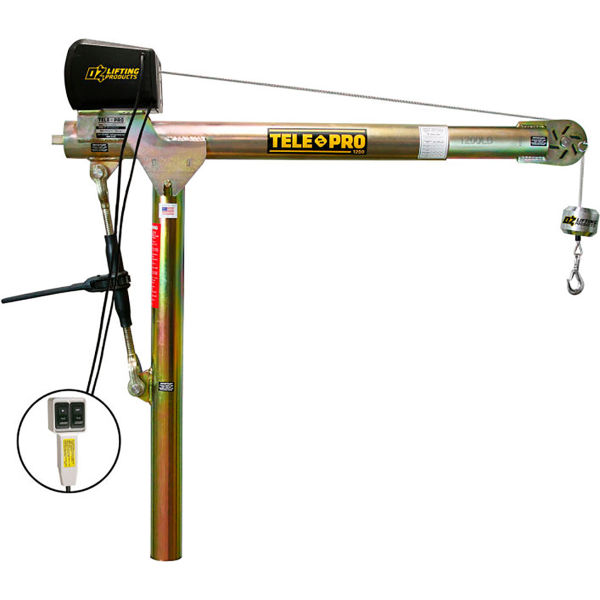 B2355510 Tele-Pro Davit Crane 1200 lbs Capacity with AC Electric Winch, Gold
