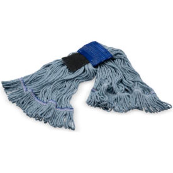 B3127968 Looped End Mop with Scrubber & Green Band, Blue - Medium