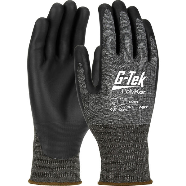 B3113417 G-Tek Poly Kor X7 Seamless Knit Blended Neo Foam Coated Touch Screen Compatible Gloves, Black - Medium - 12 Pair