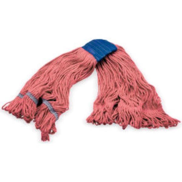 B3127957 4-Ply Looped End Mop with 5 in. Blue Band, Red - Extra Large