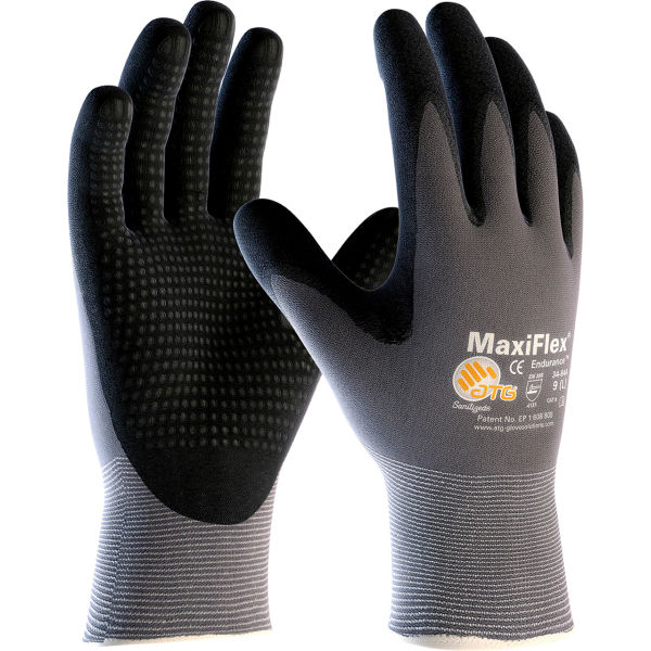 B677053 Maxi Flex Endurance Nitrile Dotted Palm Micro-Foam Gloves, Black - 2XS - 12 Pairs