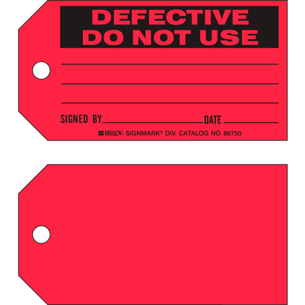B2249731 86750 Defective Do Not Use Cardstock Tag, Red - 5.75 x 3 in. - 100 per Pack
