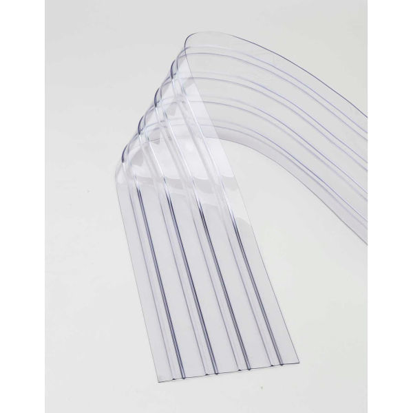 Global Industrial 786CP15 Replacement 12 in. x 7 ft. Scratch Resistant Ribbed Clear Strip for Strip Curtains, Clear
