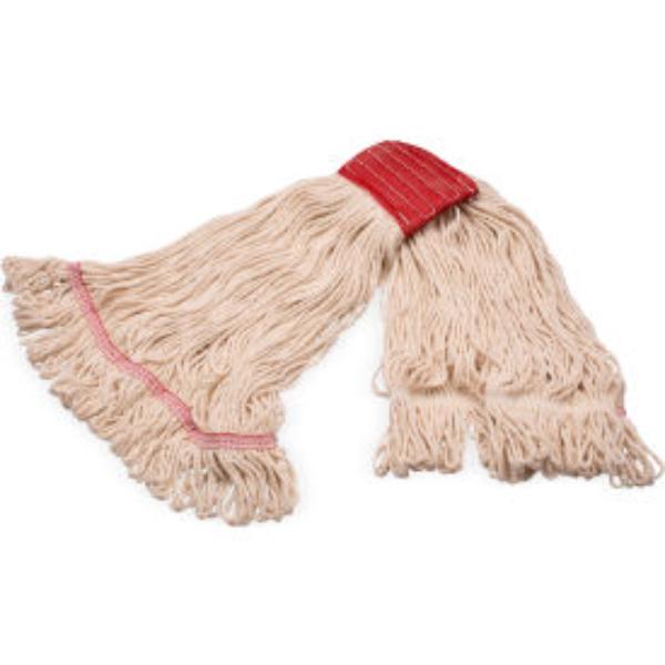 B3127928 Grease Release Looped End Mop with Red Band, Natural - Large