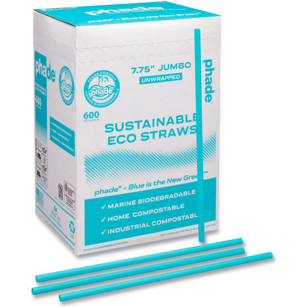 Picture of United Stationers Supply B3181335 Phade 511203 Marine Biodegradable Straws&#44; Ocean Blue - 7.75 in. - 6000 per Case