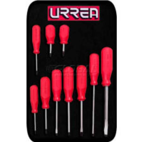 B992998 JBU03 Flat Cabinet & Phillips Tip Red Handled Screwdriver Set - 10 Pieces
