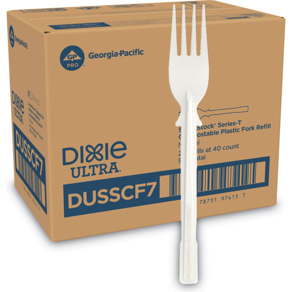 Picture of United Stationers Supply B3180564 Dixie Smart Stock Heavyweight Plastic Forks, Natural - 40 per Pack - 24 Packs per Case