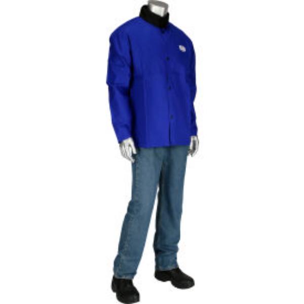 B3116097 Ironcat 9 oz 30 in. Sateen Cotton Jacket, Royal Blue - Extra Large