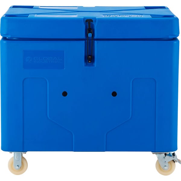 Global Industrial 288197 Dry Ice Storage Container with Lid & Casters, Blue - 43 x 27.5 x 39.5 in.