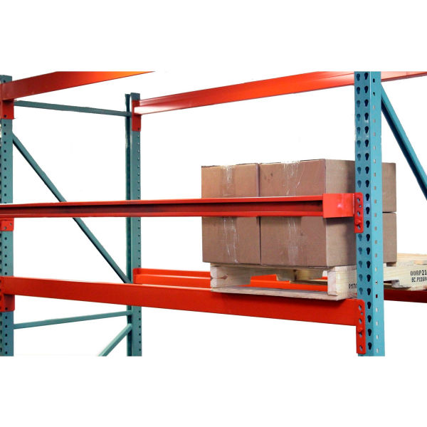 Picture of Global Industrial B2354947 96 x 6 in. Offset Teardrop Pallet Rack Backstop&#44; Orange