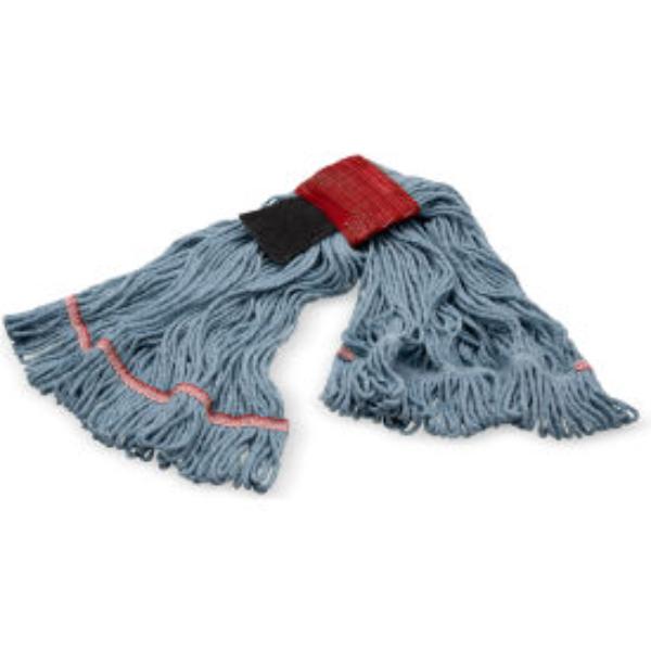 B3127972 Looped End Mop with Scrubber & Red Band, Blue - Large