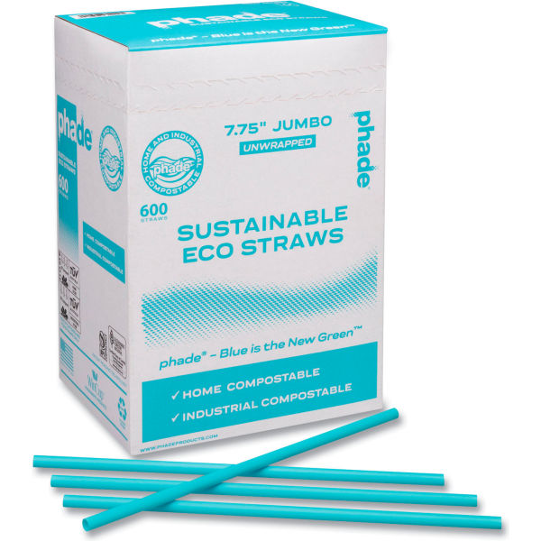 Picture of United Stationers Supply B3181334 Phade 511204 Marine Biodegradable Straws, Ocean Blue - 7.75 in. - 6000 per Case