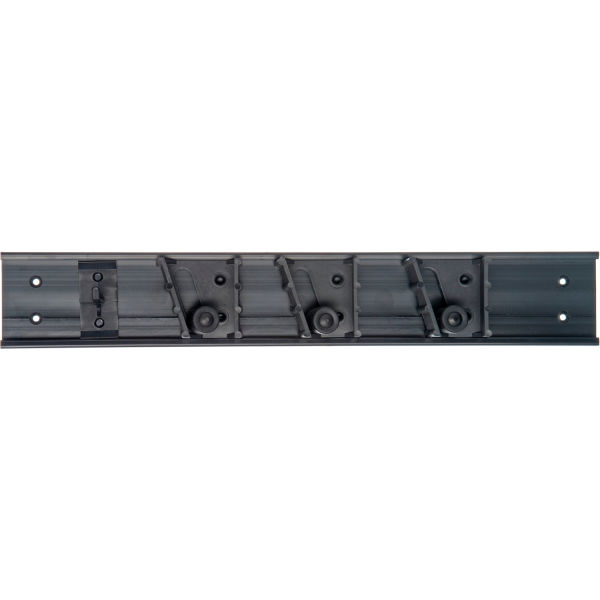 Carlisle 4073100 Sparta Roll'N Grip Brush/Broom Rack, 18 in, w/ 1 Hook & 3 Holders, Black