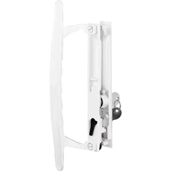 Diecast with Wood Handle, Gray, Patio Door Handle, Tee Lock, Keyed (Single Pack)