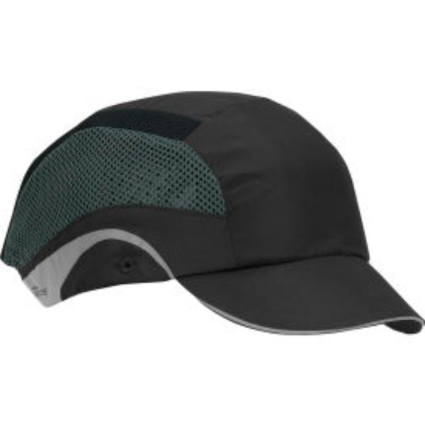 B3113682 Hard Aerolite Lightweight Baseball Style Bump HDPE Liner & Adjustable Back Short Brim Cap, Black